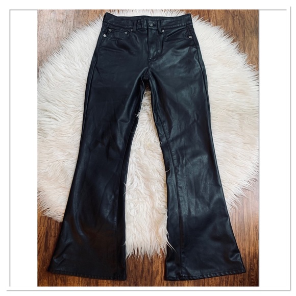 American Eagle Outfitters Pants - American Eagle Outfitters Super High Rise Flare Faux Leather Pants Black Size 8